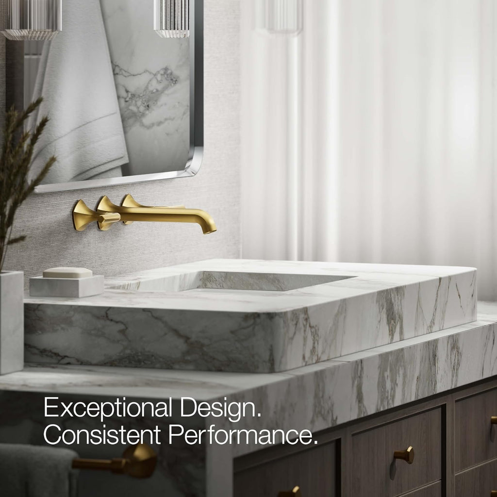 KOHLER T27013-4-2MB Occasion Wall-Mount Bathroom Sink Faucet Lever Handle Trim in Vibrant Brushed Moderne Brass