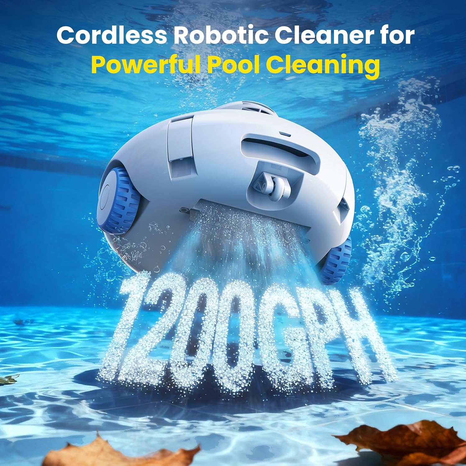 [2026 New] Cordless Robotic Pool Cleaner, Pool Vacuum with Dual-Layer Filtration, 120-Min Runtime, Auto-Parking, Lightweight Designed for Above-Ground & Inground Pool Flat Pool up to 860 Sq.ft