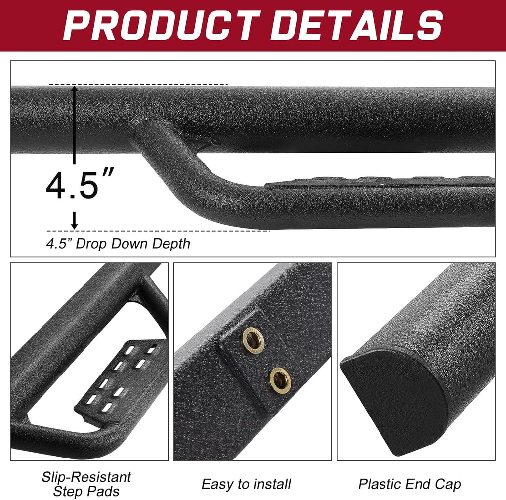 SMANOW Compatible with Running Boards Jeep 2007-2018 Wrangler Jk 2 Door, Dual-Stage Textured Black Powder Coated, Step Bars Side Step Nerf Bars.