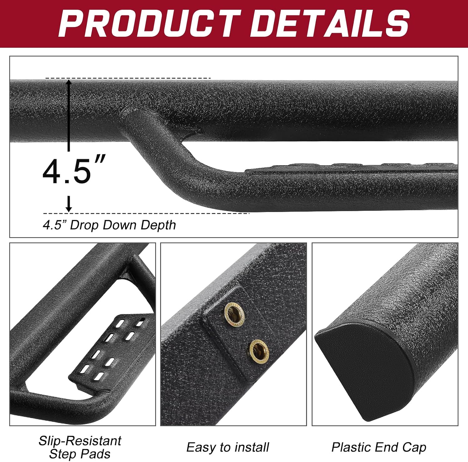 SMANOW Drop Down Style Running Boards Compatible with 2018-2026 Wrangler JL 2 Door, Dual-Stage Textured Black Powder Coated Side Steps Made with Carbon Stee. Wrangler JK Step Bars Nerf Bars.