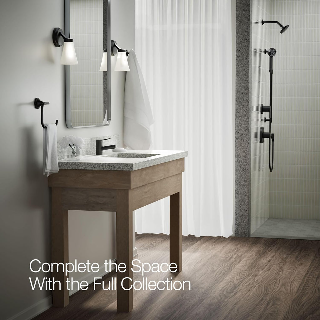 KOHLER K-33590-4N-BL Elate® Short Single-Handle Bathroom Sink Faucet, Single-Hole Bathroom Faucets, 0.5 GPM, Matte Black