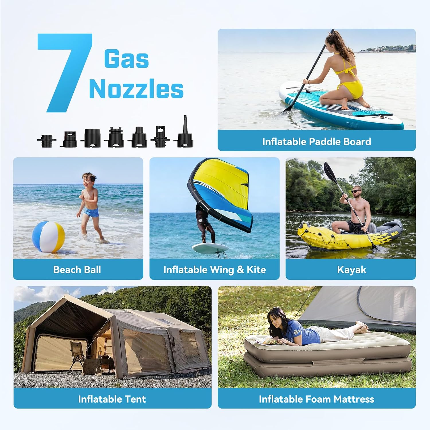 Hydrohero Rechargeable Paddle Board Pump, Max 20PSI SUP Pump Electric Portable, Intelligent Dual Stage Inflation & Deflation, LED Display, Auto-Off for Paddleboards, Kayaks, Inflatable Boats, Tents