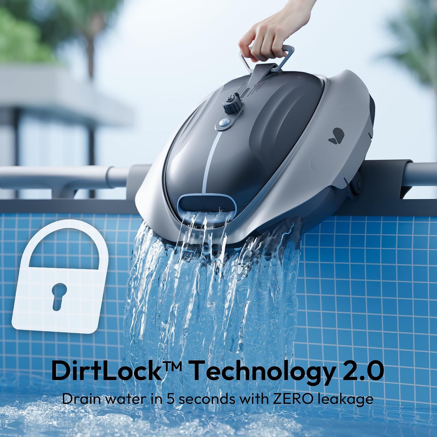 Bubot 300P Cordless Pool Vacuum, Robotic Pool Cleaner with Industry Leading Suction Power, DirtLock Tech 2.0, Auto Parking, Double Filtering for Above-Ground Flat Pools up to 850 Sq.Ft. Space Gray
