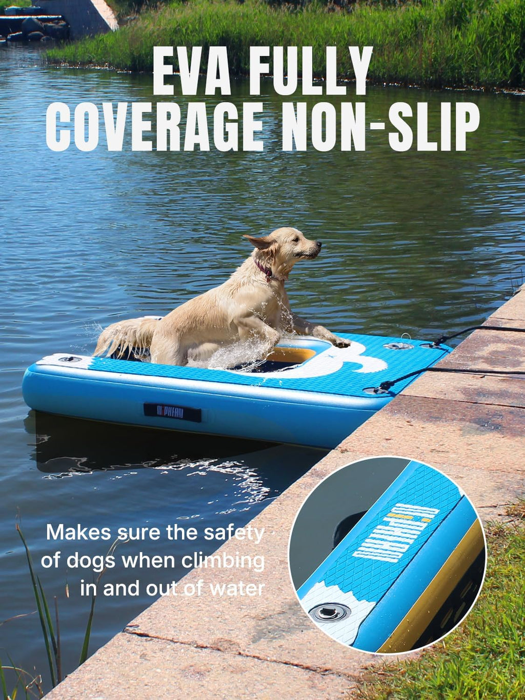 Niphean Inflatable Stand Up Paddle Board with Stabiltrac Fin Design and SUP Accessories & Niphean Dog Pool Ramp(Full-Coverage Non-Slip Deck)