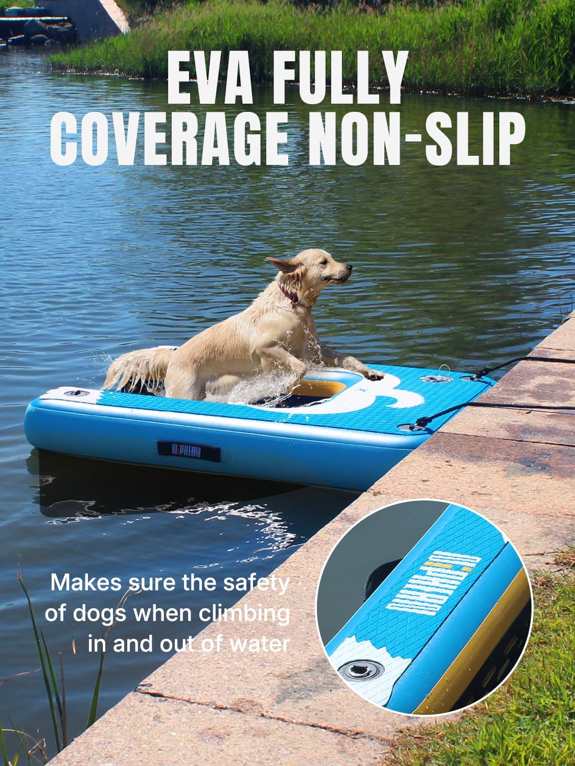 Niphean Inflatable Stand Up Paddle Board with Stabiltrac Fin Design and SUP Accessories & Niphean Dog Pool Ramp(Full-Coverage Non-Slip Deck)