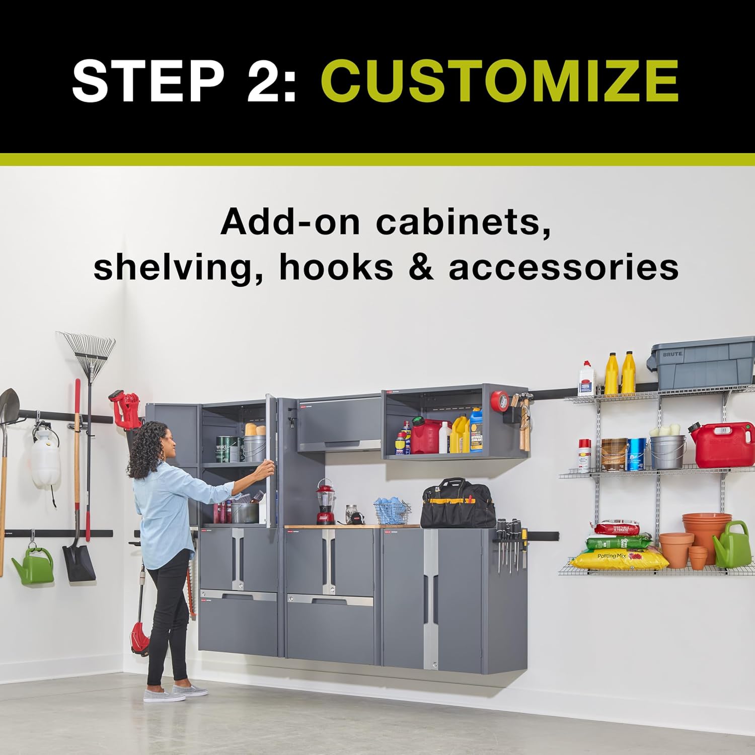Rubbermaid FastTrack 2 -Door Tall Cabinet, Storage Cabinet, Garage Storage Systems, Garage Organization