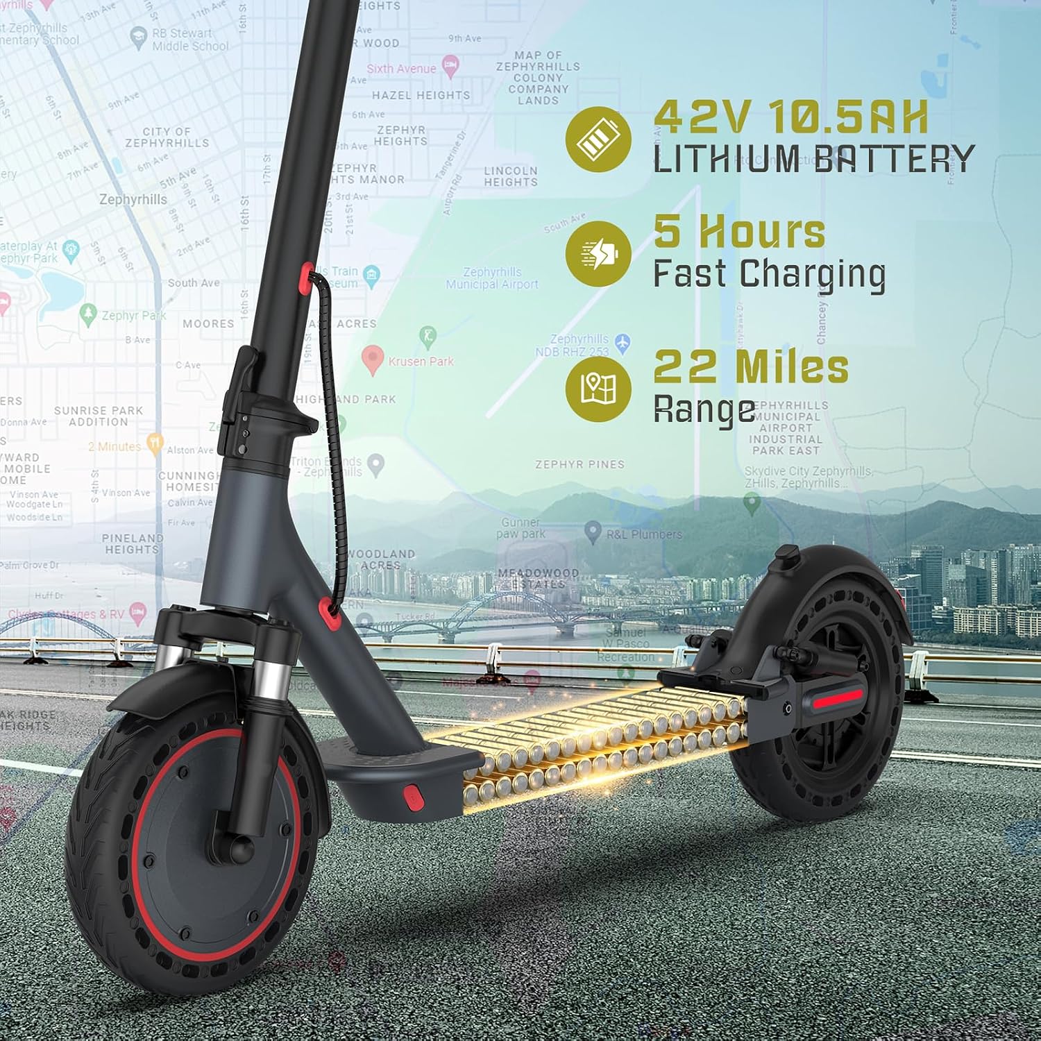 Qlaway 8.5' E Scooter for Adults 19/22 MPH 350/500W Motor 187.2/288.6/441WH Battery, Motorized Scooter Up to 22 Miles Range, Foldable Bearing 265 LBS/APP Control