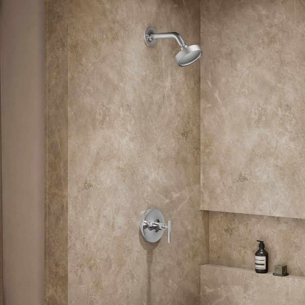 KOHLER Ts14422-4-Cp Purist 2.5 Gpm Showerhead With Rite-Temp Shower Trim With Lever Handle, Polished Chrome