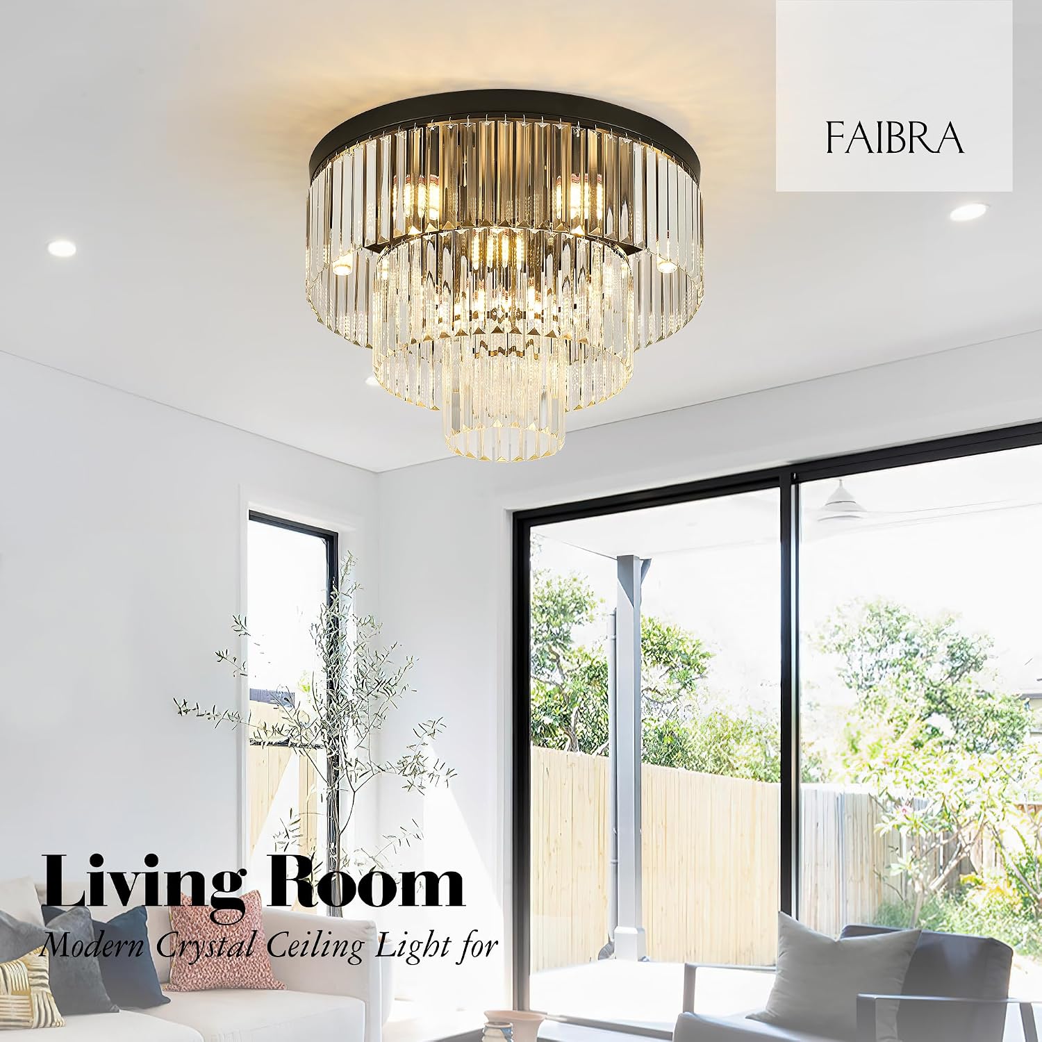 21.65' Black Crystal Ceiling Light 10-Light Modern Crystal Ceiling Light Fixture 3-Tier Luxury K9 Crystal Ceiling Light,for Dining Room Kitchen Island Living Room Bedroom