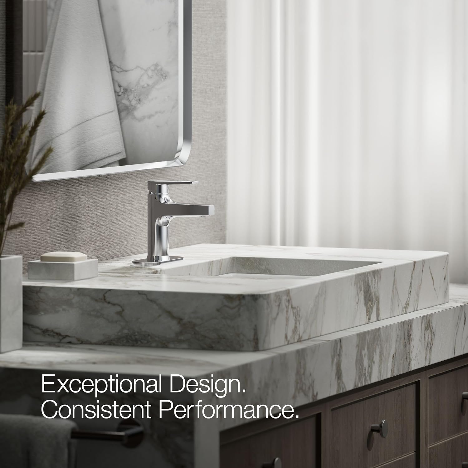 Kohler 74021-4-CP Taut® Single-Handle Bathroom Sink Faucet, 1.2 gpm, Polished Chrome