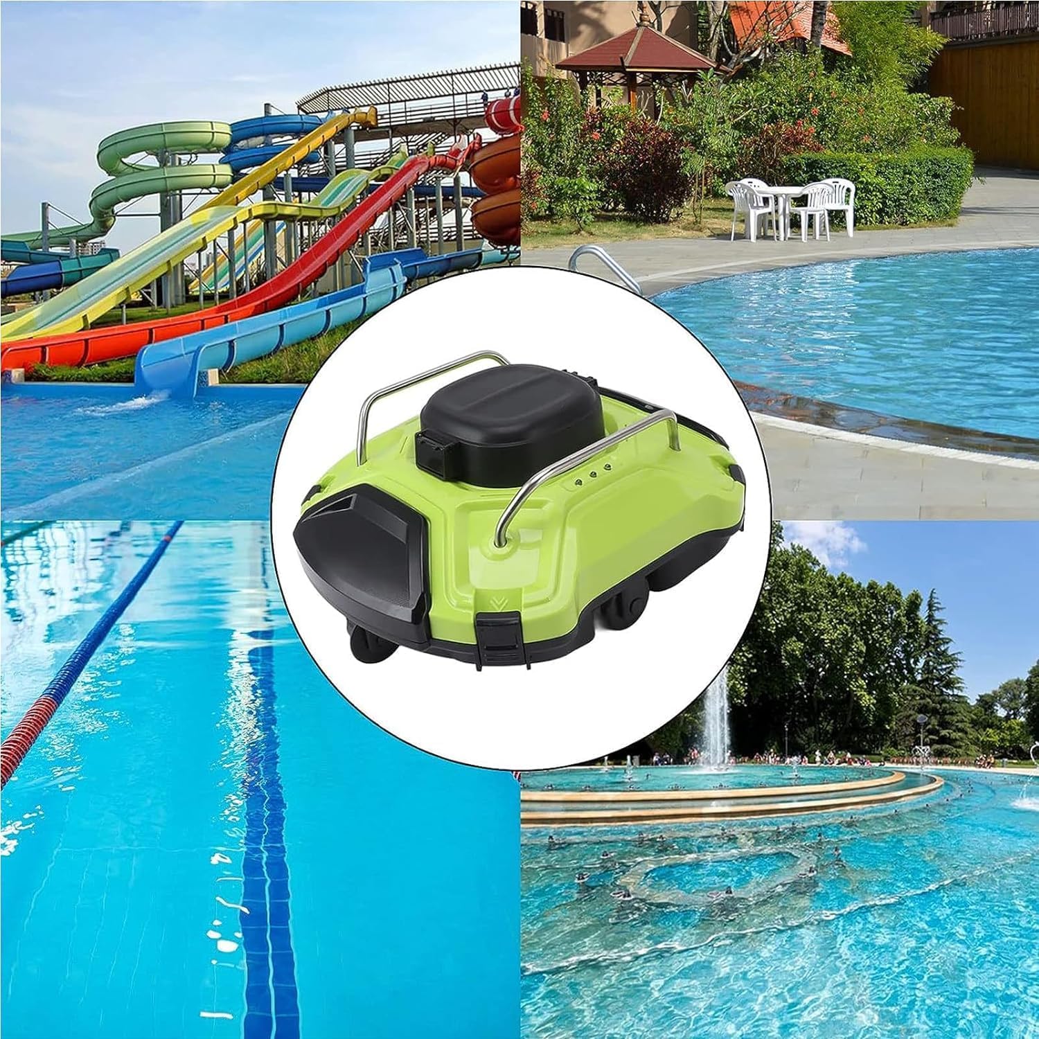 Cordless Robotic Pool Cleaner, Fully Automatic Robotic Pool Cleaner Mini Pool Robot Cleaner Cleaning Equipment Fully Automatic 2 Hour Work Time 5000mAh Auto Parking