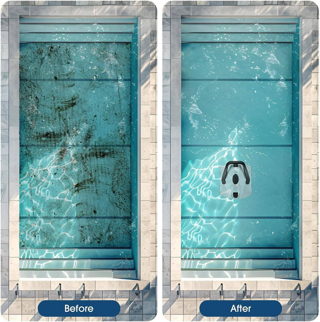 Corded APP Robotic Pool Cleaner with Smart Mapping Tech, Pool Vacuum Robot with Powerful Suction, Automatic Pool Vacuum, Applies to for In-Ground Pools 1076 Sq.Ft Coverage,White