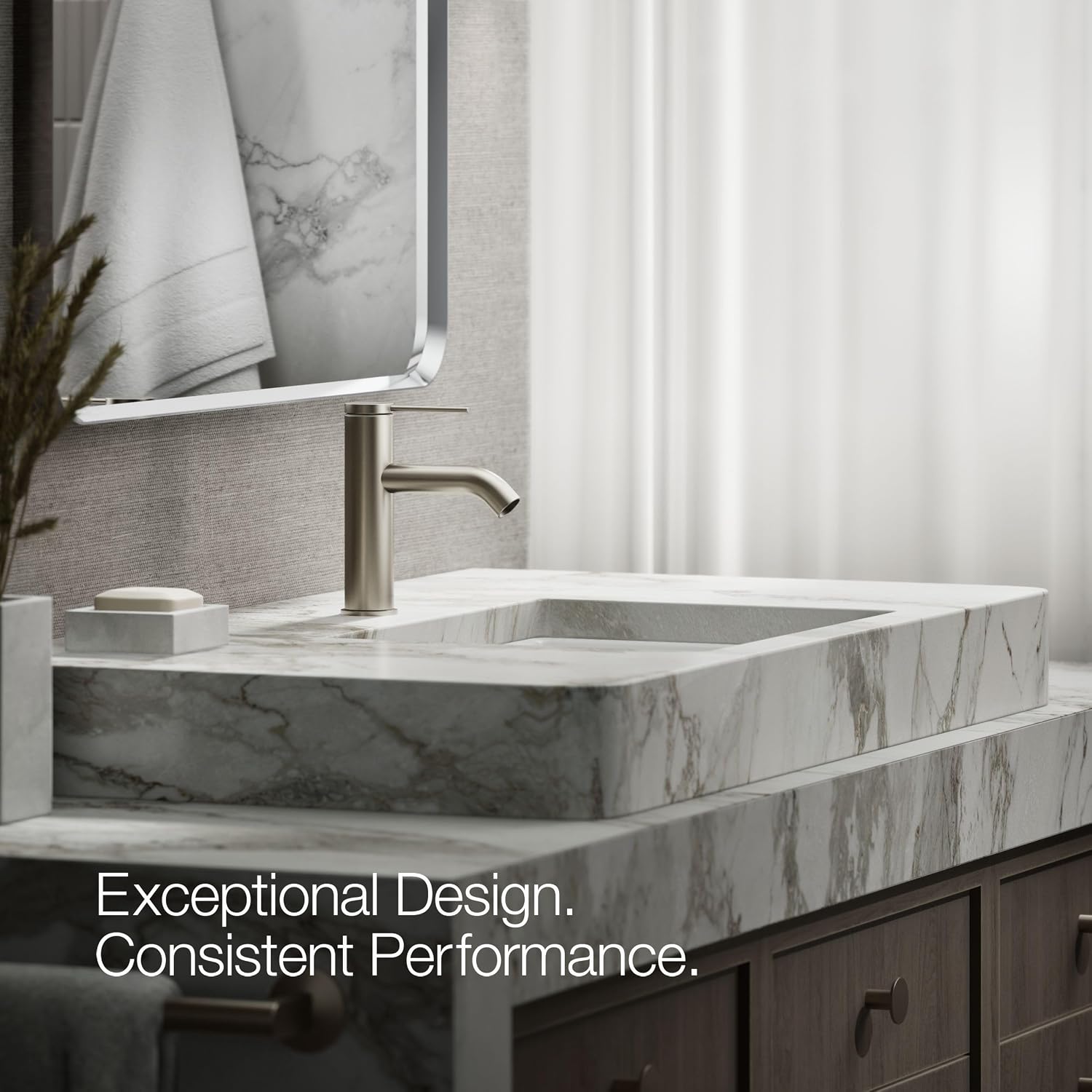 Kohler 77958-4A-BN Components® Single-Handle Bathroom Sink Faucet, 1.2 gpm, Vibrant Brushed Nickel