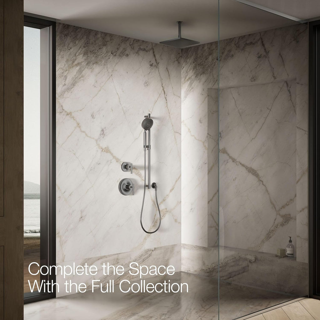 Kohler 13696-BGP Contemporary Square 10' single-function rainhead, 2.5 gpm, Vibrant Brushed Graphite