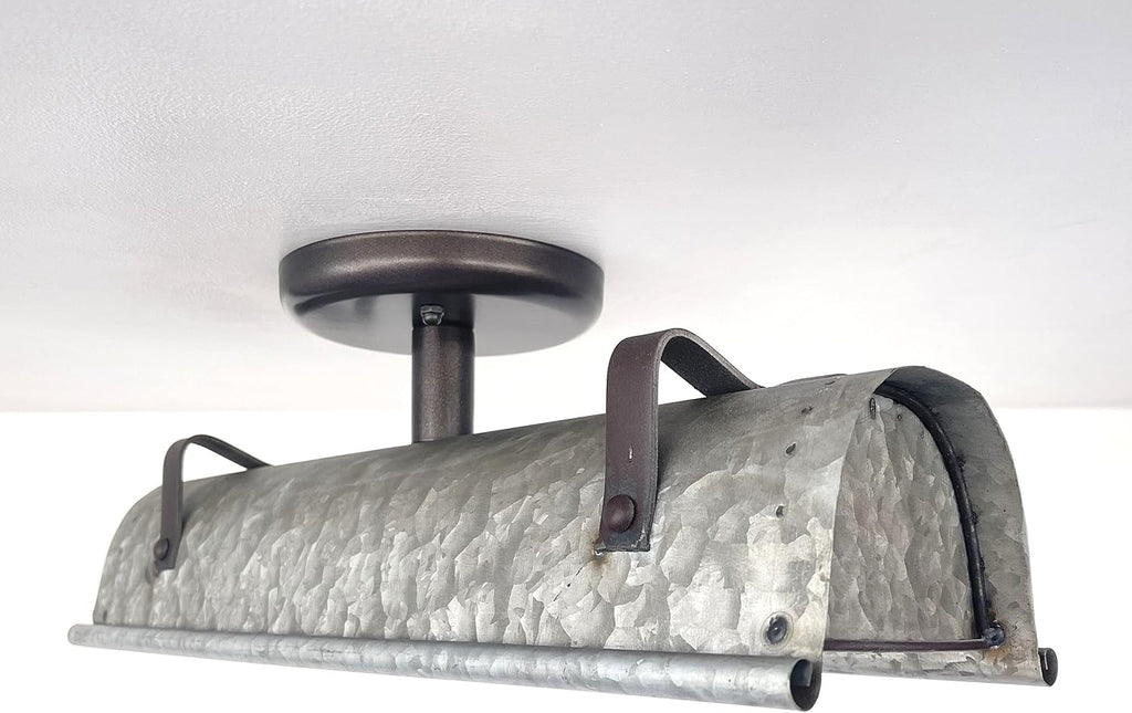 thelampgoods Rustic Galvanized Ceiling Light Fixture - Farmhouse Lighting Kitchen Antique Bathroom Industrial Vintage Chandelier Flush Mount Cabin Metal
