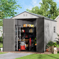 KINYING 6x11 FT Outdoor Storage Shed with Floor,Resin Outdoor Garden Tool Shed with Windows,Lockable Weather Resistant Large Plastic Shed for Bike Storage,Lawn Mower,Pool Supplies