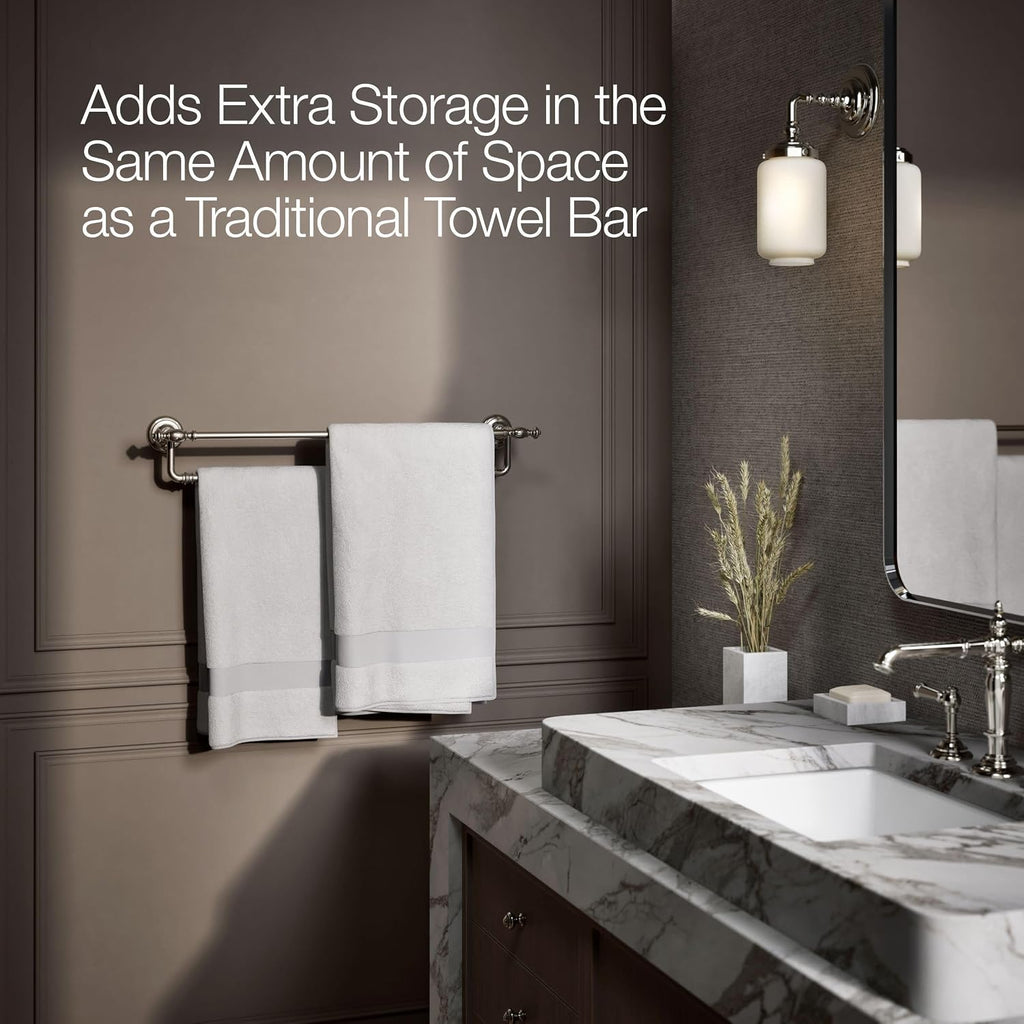 Kohler 72570-SN Artifacts® 24' Double Towel bar, Vibrant Polished Nickel