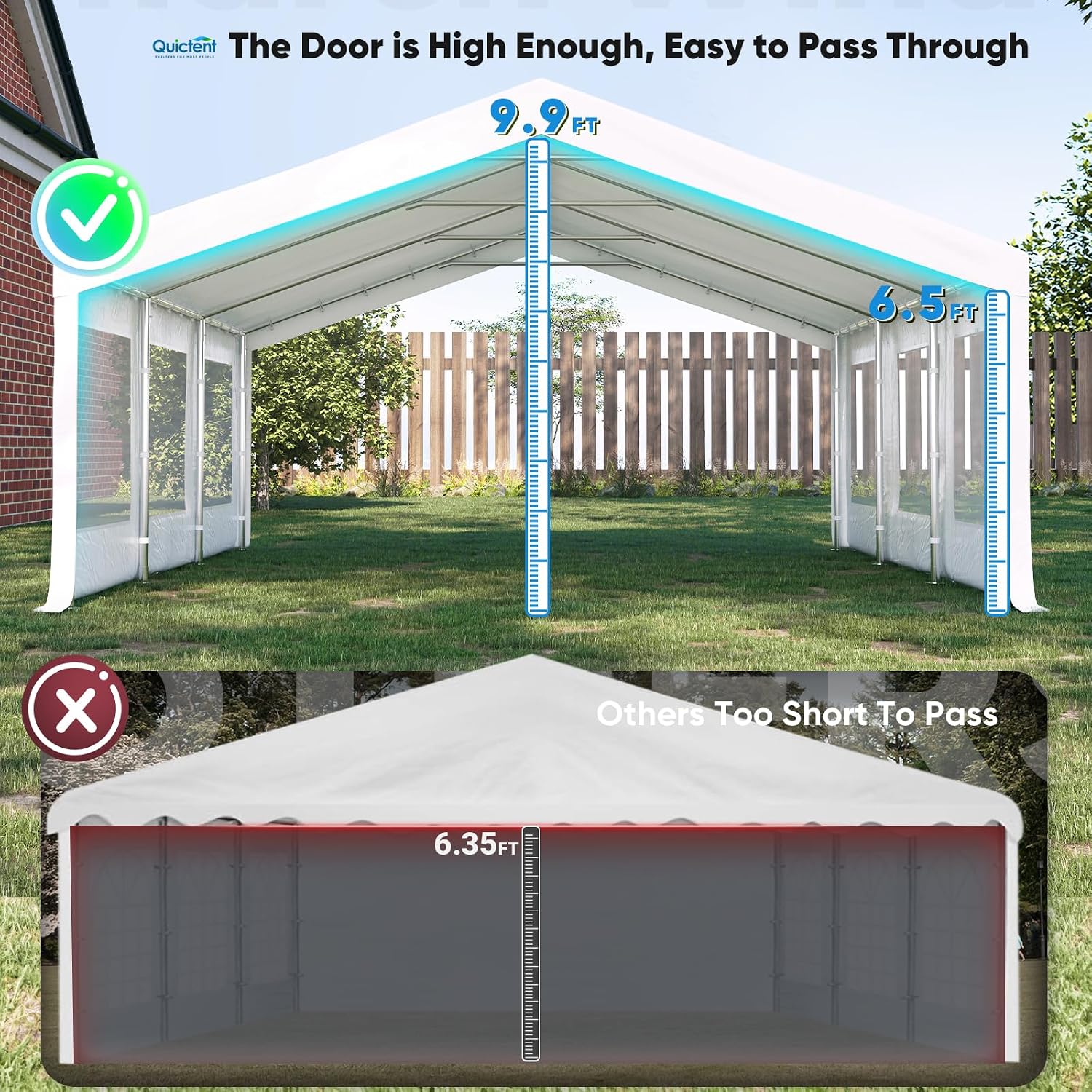 Quictent 20x20 Heavy Duty Party Tent with Roll-up Ventilated Mesh Windows&Cover, Outdoor Event Shelter for Parties Wedding Carports Canopy BBQ