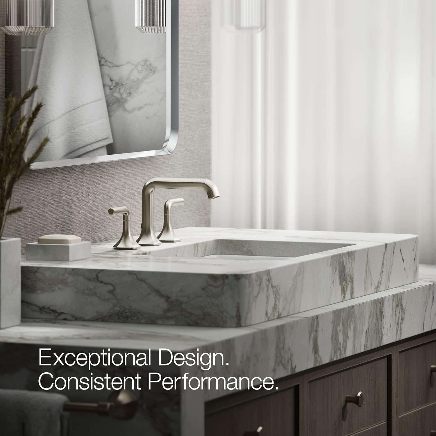 Kohler 27009-BN Occasion® Bathroom Sink Faucet spout with Straight Design, 1.2 gpm, Vibrant Brushed Nickel