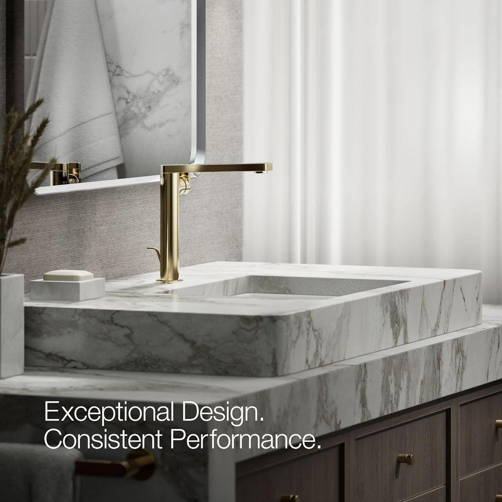 Kohler 73168-4-AF Composed® Tall Single-Handle Bathroom Sink Faucet with Lever Handle, 1.2 gpm, Vibrant French Gold