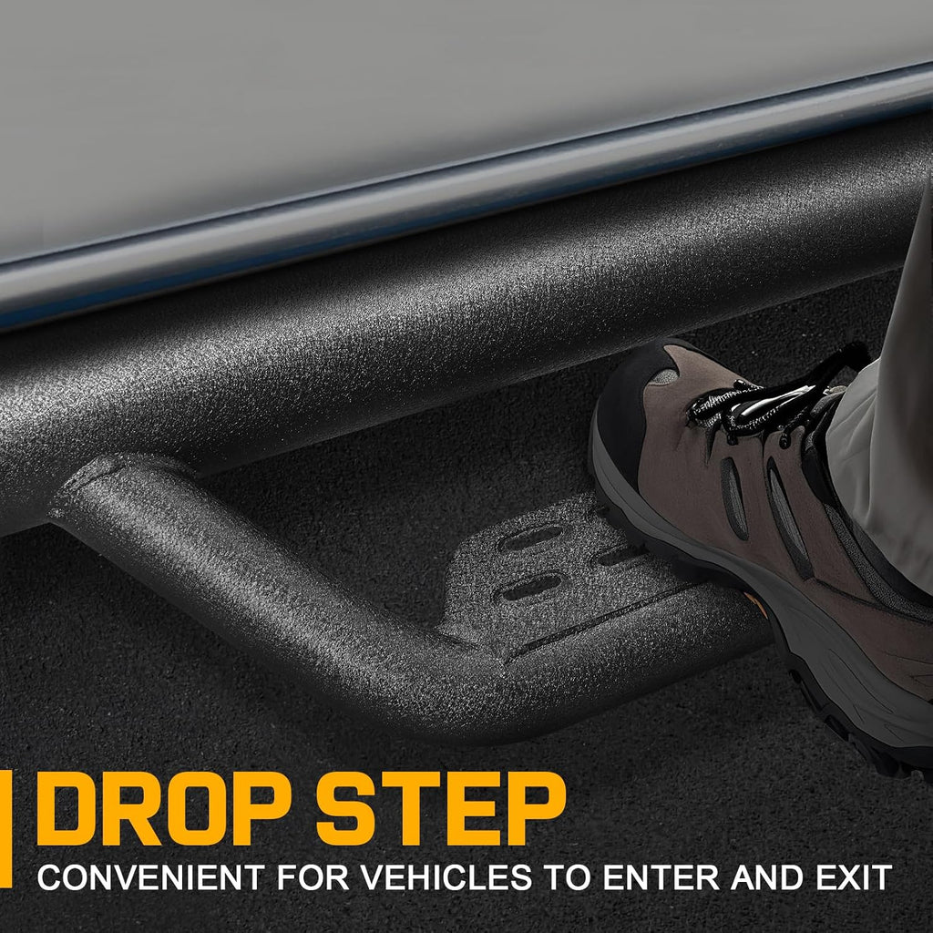 SMANOW Running Boards Compatible with 2019-2026 Chevy Silverado/Sierra 1500/20-26 2500 3500HD Regular/Standard/Single Cab, 4 inch Carbon Steel Drop Down Side Steps, Matte Textured Black Nerf Bars.