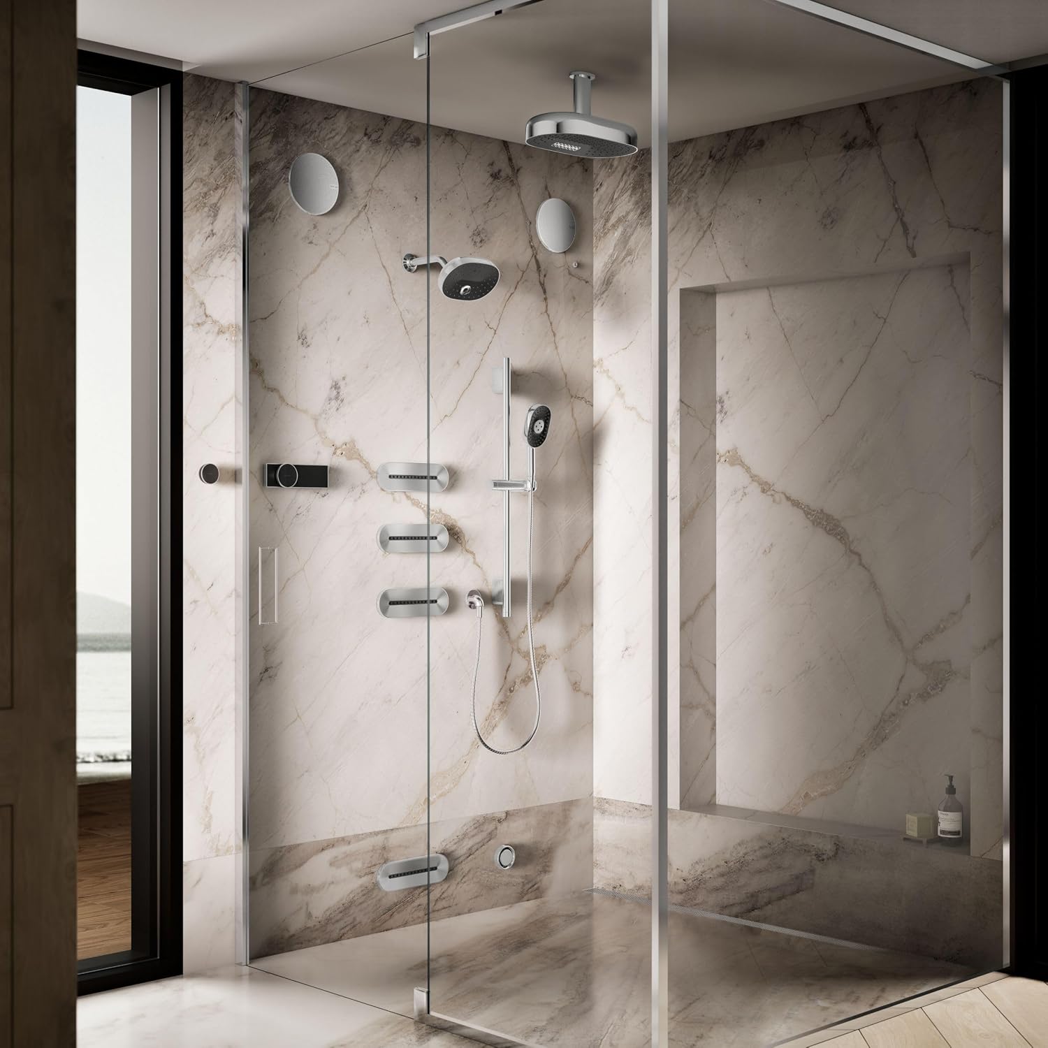 KOHLER Anthem + Digital Control Steamhead in Polished Chrome, Large Dial for Easy Temperature and Flow Rate Adjustment, Features System Warm-Up and Pause Option, Includes Optional Flow Restrictor