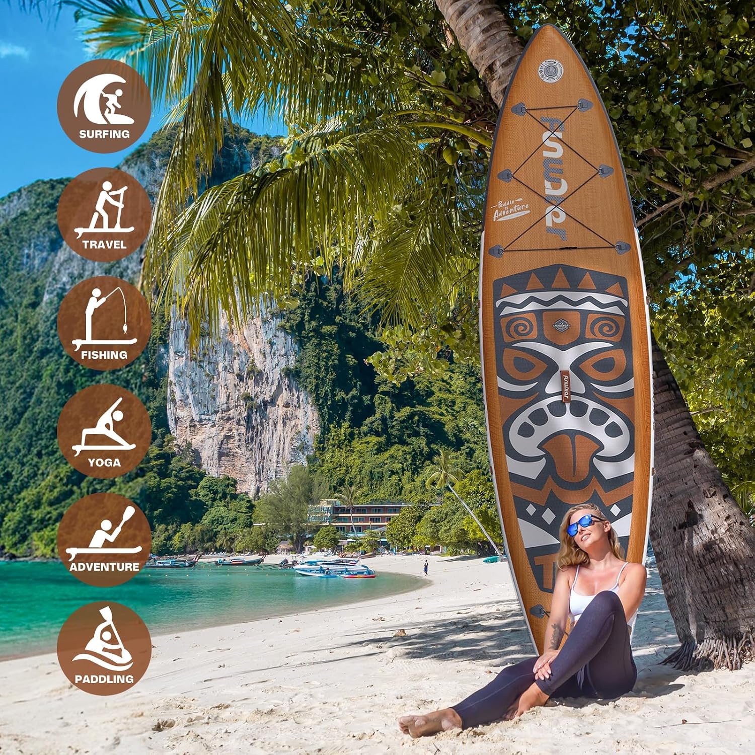 FunWater 8'/10'/10'6'/11'6' Inflatable Stand Up Paddle Board with Premium SUP Paddleboard Accessories, Wide Stable Anti-Slip EVA Deck,Paddle Boards for Adults & Youth of All Skill Levels