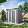 6X4 FT Outdoor Storage Shed, Waterproof Metal Garden Sheds with Lockable Door, Steel Tool Storage Buildings Shed & Outdoor Storage House for Garden, Backyard, Patio, Lawn, Trash Cans(Grey)