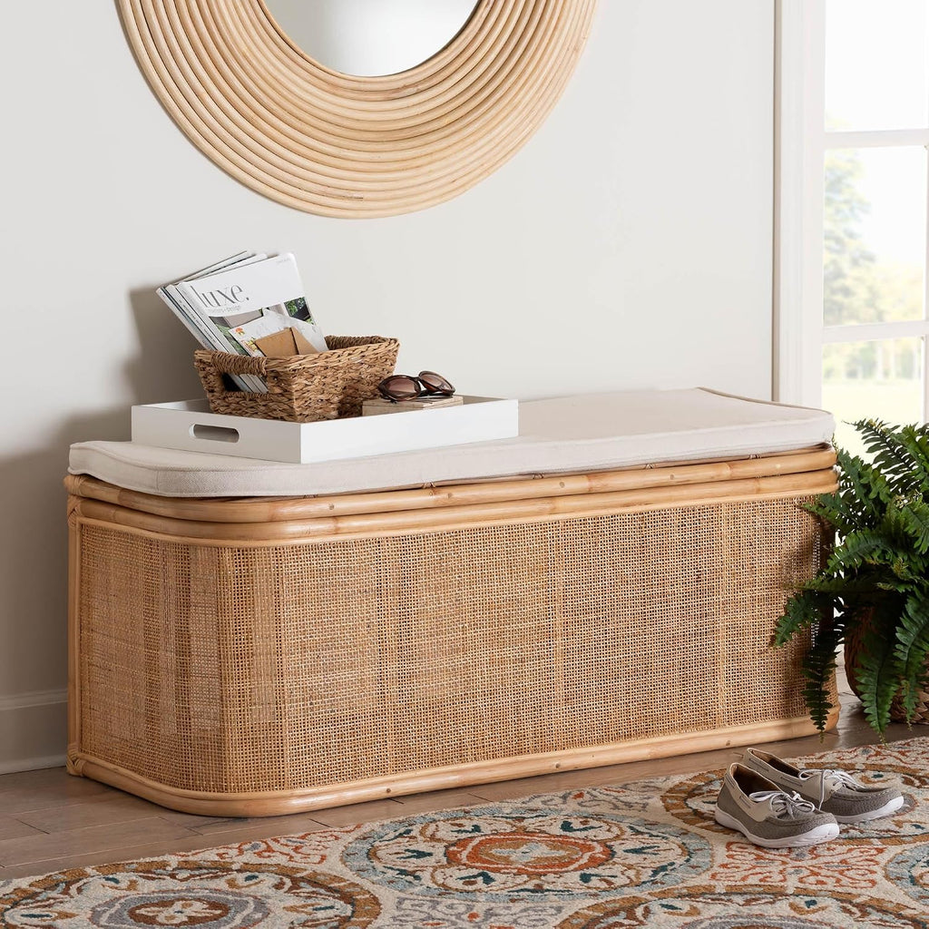 Bali & pari Ishana Bohemian Natural Rattan Storage Bench