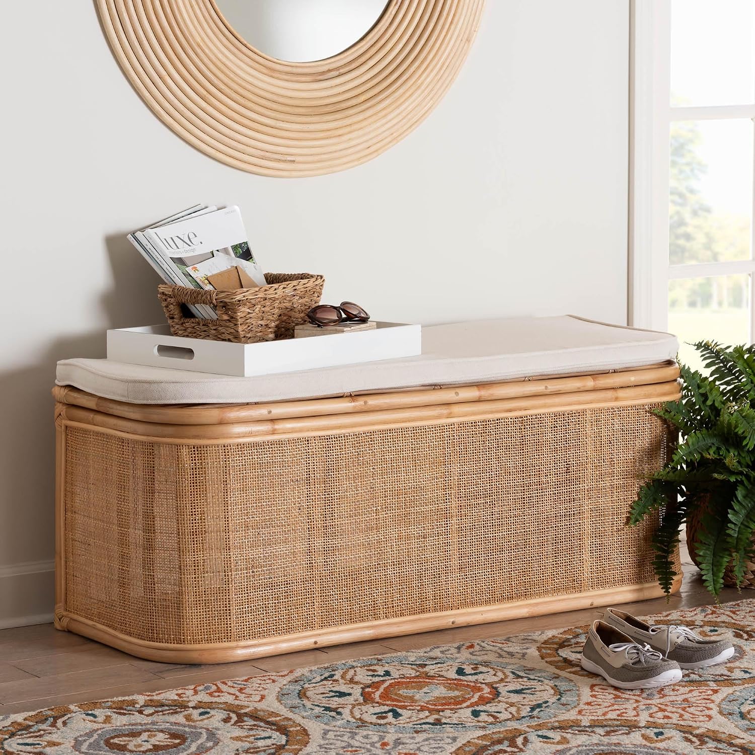 Bali & pari Ishana Bohemian Natural Rattan Storage Bench
