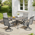 VICLLAX 5 Pieces Patio Dining Set, Patio Furniture Set of 4 Patio Swivel Dining Chairs and Square Patio Table with Storage Shelf for Backyard Lawn Garden, Grey Chairs & Antique Grey Tabletop