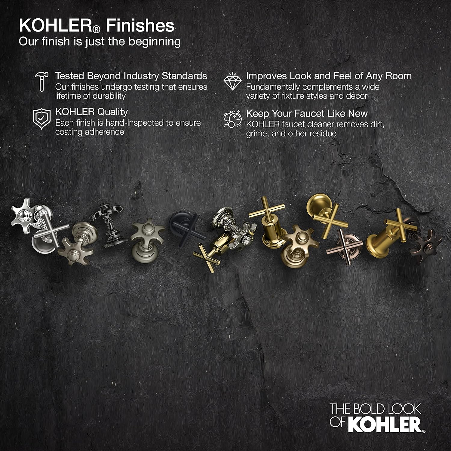 KOHLER 22169-G-AF Forte Multifunction Showerhead, Wall-Mount, 3 Spray Settings, 1.75 GPM, Vibrant French Gold