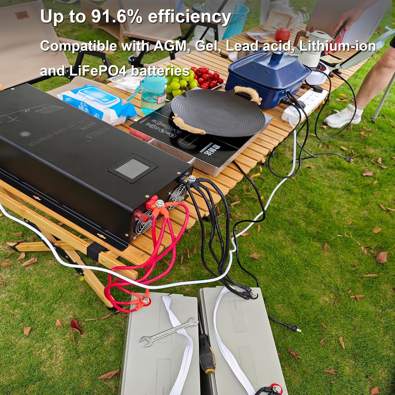 WZRELB 6000W 24V Pure Sine Wave Inverter,24 Volt DC to AC 120V 240V Split Phase Power Inverter,2*AC Hardwire Terminal,12KW Surge,High Efficiency up to 91.6%,Wireless Remote