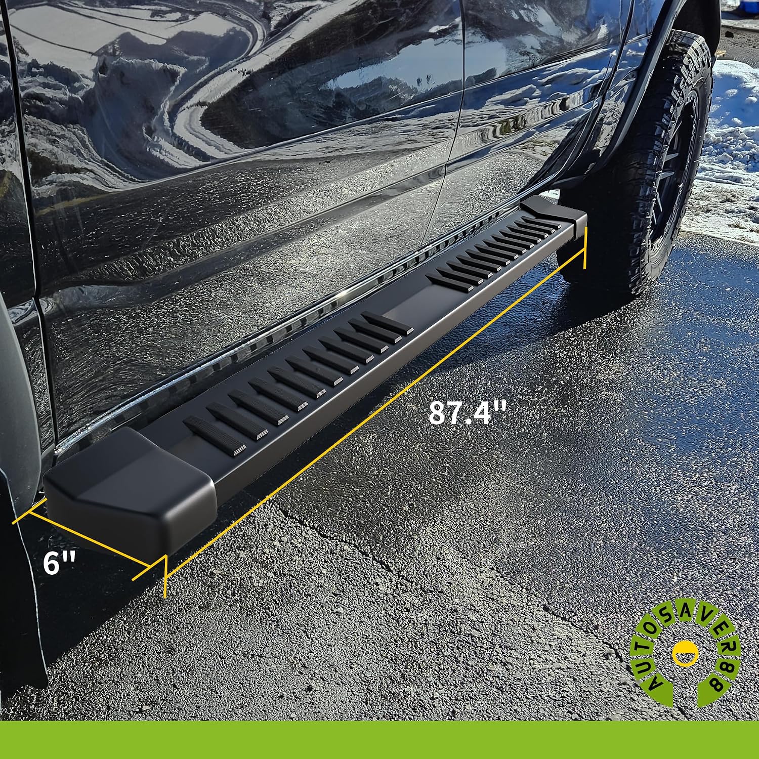 AUTOSAVER88 6 Inches Running Boards Crew Cab Compatible with 2007-2018 Chevy Silverado/GMC Sierra 1500 & 2007-2019 Silverado/Sierra 2500HD 3500HD, Step Pad Design, Stainless Steel Side Steps Nerf Bar