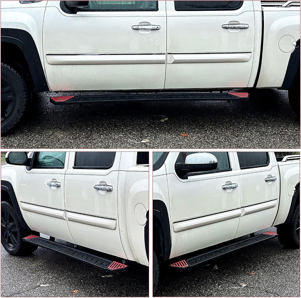 OEDRO 6.5' Running Boards Compatible with 2005-2023 Toyota Tacoma Double Cab, Steel Side Steps Nerf Bars Rails, Black and Red