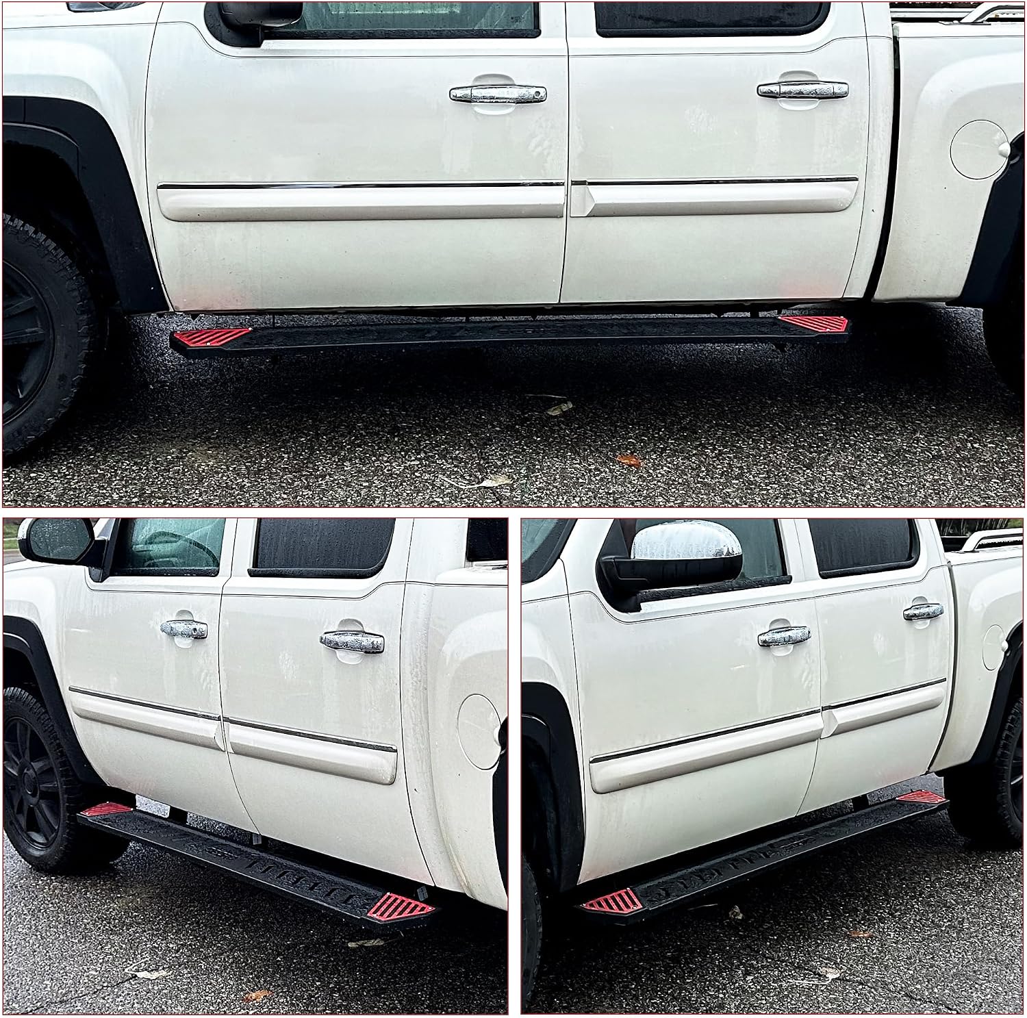 OEDRO 6.5' Running Boards Compatible with 2005-2023 Toyota Tacoma Double Cab, Steel Side Steps Nerf Bars Rails, Black and Red