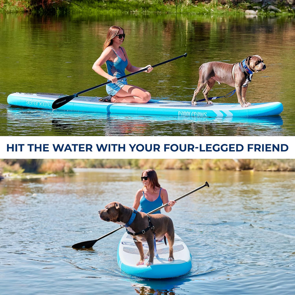 SereneLife 11'6' Supersized Inflatable Paddle Board with Pet-Friendly Design – Stable 35' Wide SUP, 485 lb Capacity, Non-Slip EVA Deck, Complete Kit with Paddle, Pump, Leash, Fins & Backpack