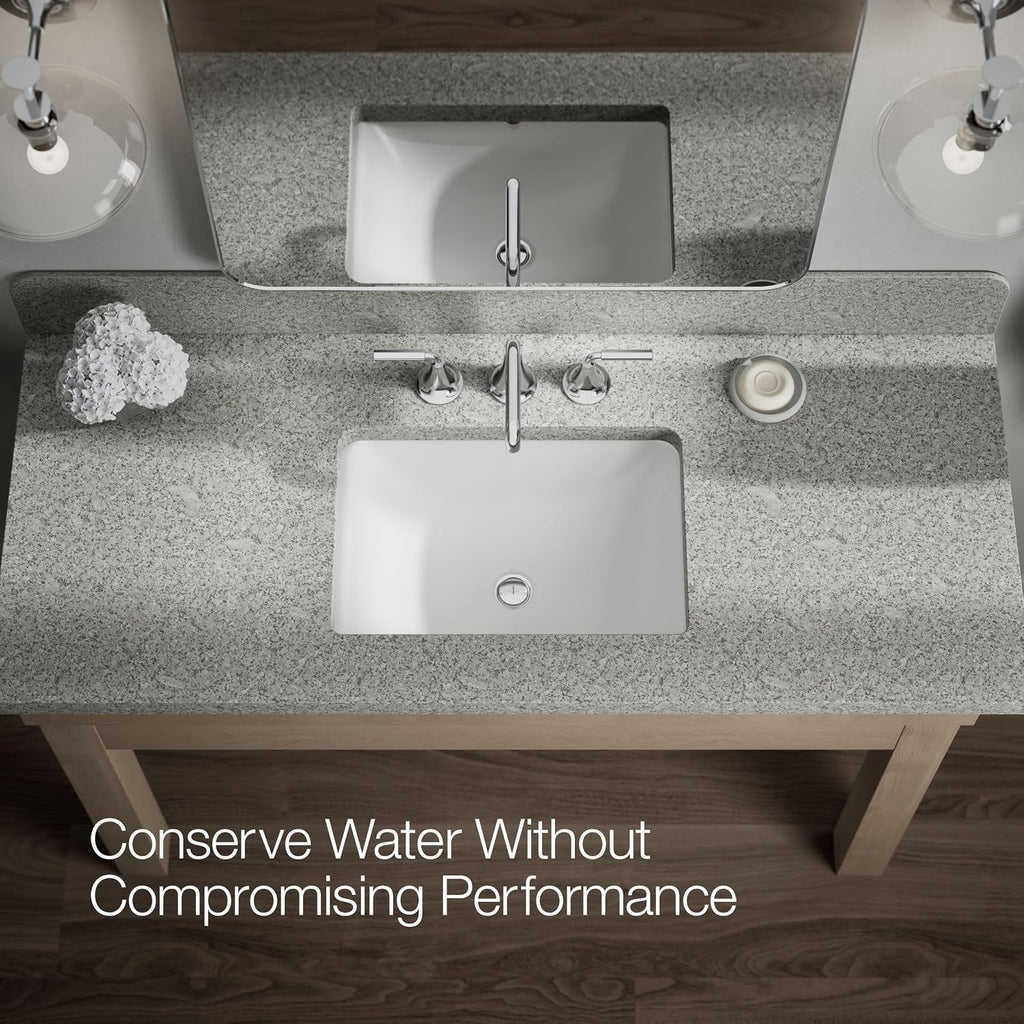 KOHLER K-27416-4-CP Tone™ Widespread Bathroom Sink Faucet, 3-Hole, Widespread Bathroom Faucets with Two Lever Handles and Clicker Drain, 1.2 GPM, Polished Chrome