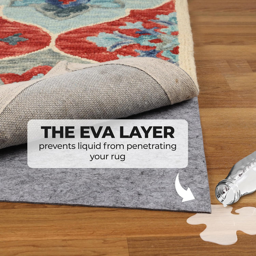 BNM Indoor Area Rug Pad, Non-Slip, Non-Skid Floor Protector, Hardwood, Tile Floor Padding, Furniture Gripper Mat, Slide Stopper, Felt and Rubber Rug Grip, with Sticky Coating for Carpet, 10' x 14'