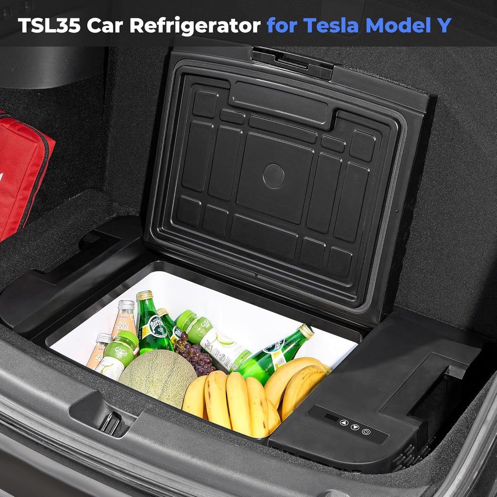 Car Refrigerator for Tesla Model Y, 37QT(35L) -4℉~68℉ Car Fridge 12V Refrigerator for Tesla Model Y Trunk Portable Freezer for Camping Tailgating Road Trip Home 12/24V DC&120~240V AC, App Control