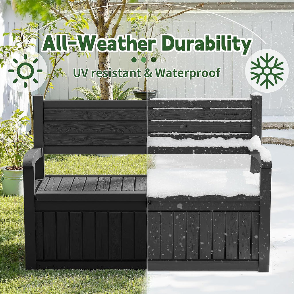 PatioZen 79 Gallon Storage Bench Deck Box Waterproof Lockable,Outdoor Storage Furniture for Patio,Garden and Porch,Tools and Cushions