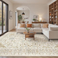 Area Rugs for Living Room - 9x12, Boho Non-Slip Low Pile Carpet Machine Washable Rugs for Bedroom Office, Dining Room (Beige)