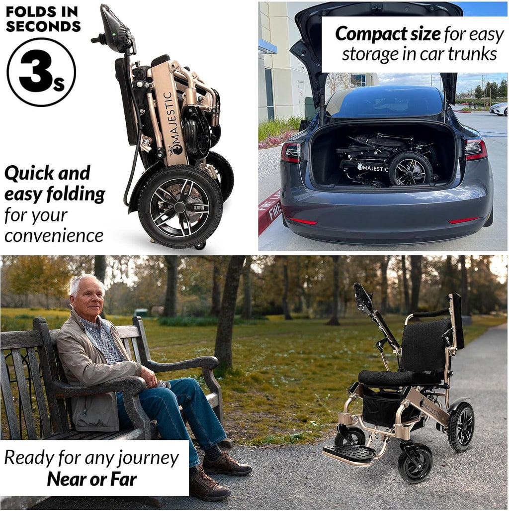 Majestic IQ-8000 Electric Wheelchairs for Adults,Foldable Lightweight Electric Wheelchair,Light Weight Folding Power Chair for Seniors,Portable Motorized Wheelchair,Durable Ultra Light Wheel Chair