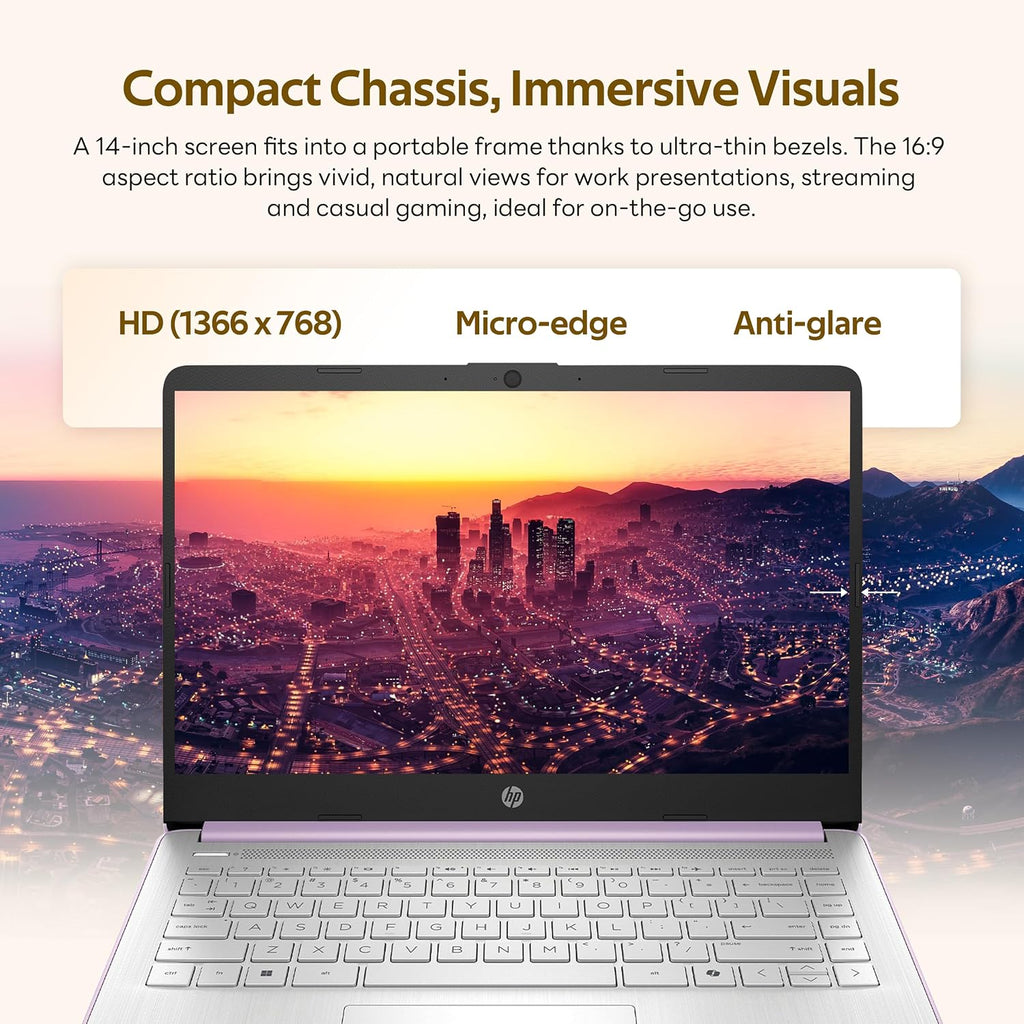 HP Stream 14' HD Student&Business Laptop with AI Copilot, Intel Processor N150, 4GB RAM, 1.12TB Storage (128GB UFS + 1TB Docking Station), 1 Year Office 365, 720p Webcam, Win 11, Lavender Purple