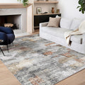 vivorug Washable Rug, Ultra Soft Area Rug 8x10, Non Slip Abstract Rug Carpet, Stain Resistant Rugs for Living Room Bedroom, Modern Fluffy Rug (Gray/Rust, 8'x10')