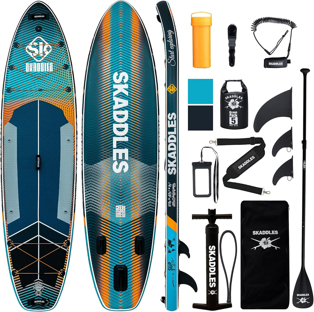 11'6 × 35' Inflatable SUP–Super Wide, Stand Up Paddle Board for Adults, Youth, Family & Pets, High Weight Capacity, Non-Slip EVA Deck, Premium Accessories