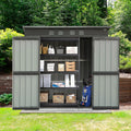 Domi 6 x 4 FT Outdoor Storage Shed, Metal Garden Shed for Bike, Trash Can, Tool, Lawn Mowers, Pool Toys, Lockable Outdoor Storage Cabinet Galvanized Steel for Backyard, Patio, Lawn Dark Gray