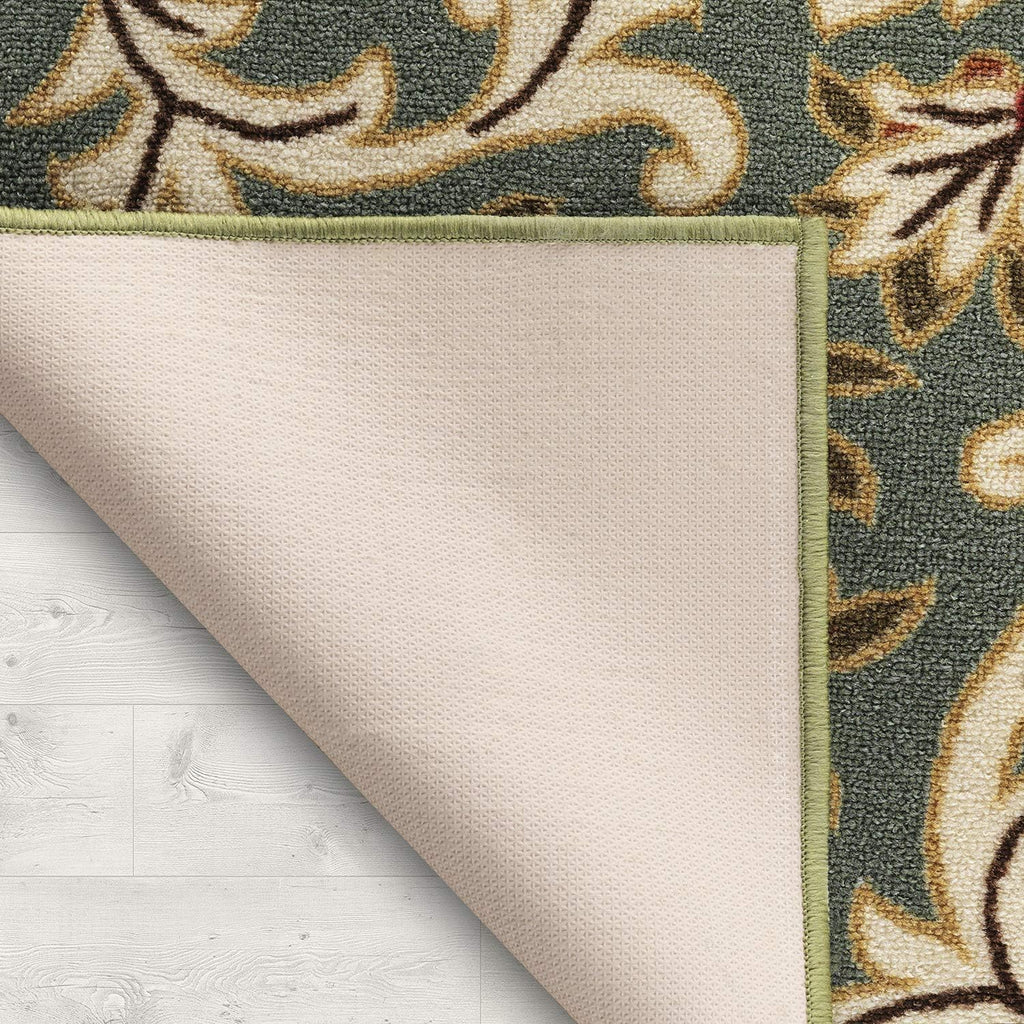 Antep Rugs Alfombras Non-Skid (Non-Slip) 6x9 Rubber Backing Modern Floral Low Profile Pile Indoor Area Rugs (Green, 6'7' x 9')