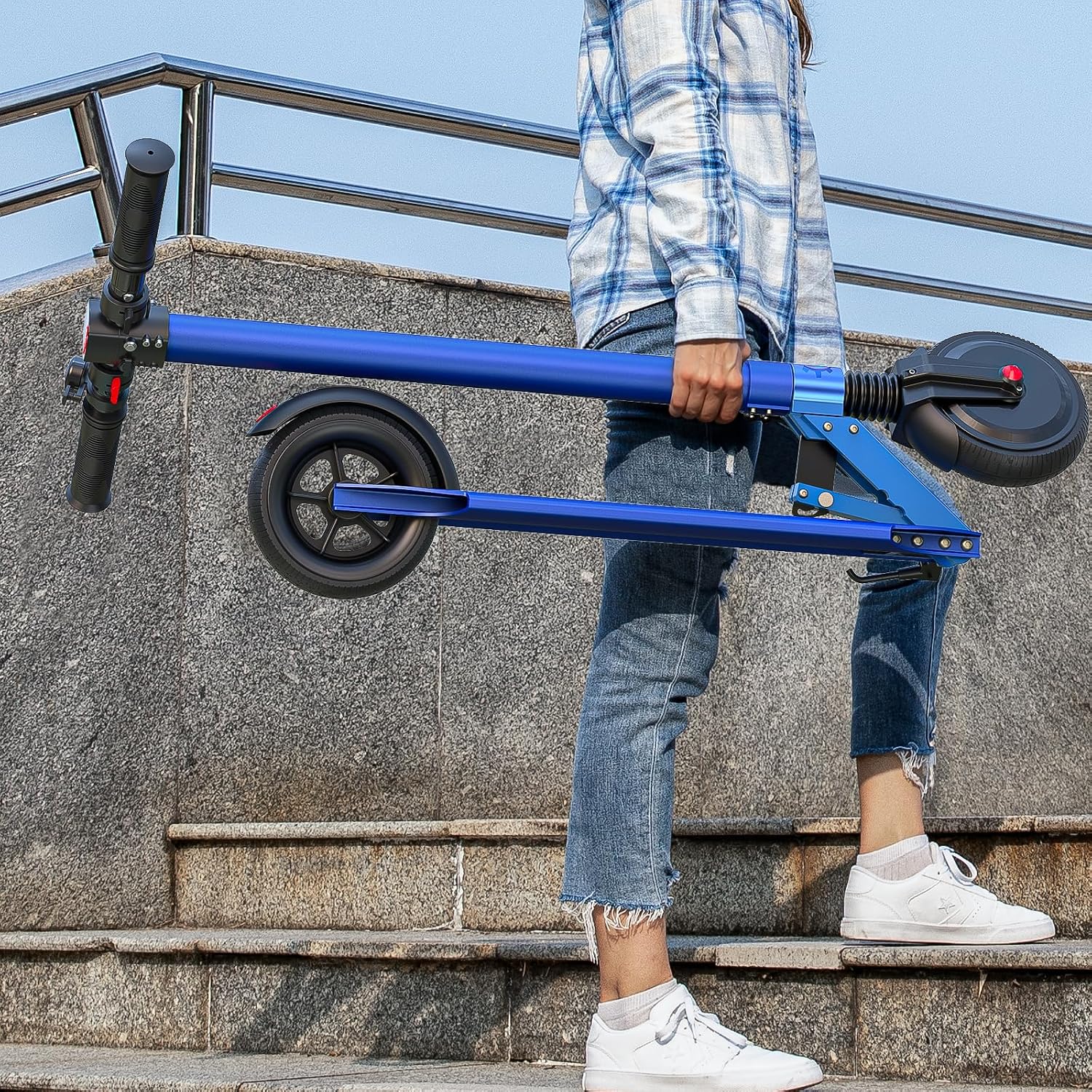 Caroma Electric Scooter Adults Peak 450W, 16-21 Miles Range E Scooter, Safe Speed Control Scooter with Smart LED Display Max 16 MPH, Lightweight Foldable E-Scooter,Electric Scooter for Kids,Gift Idea