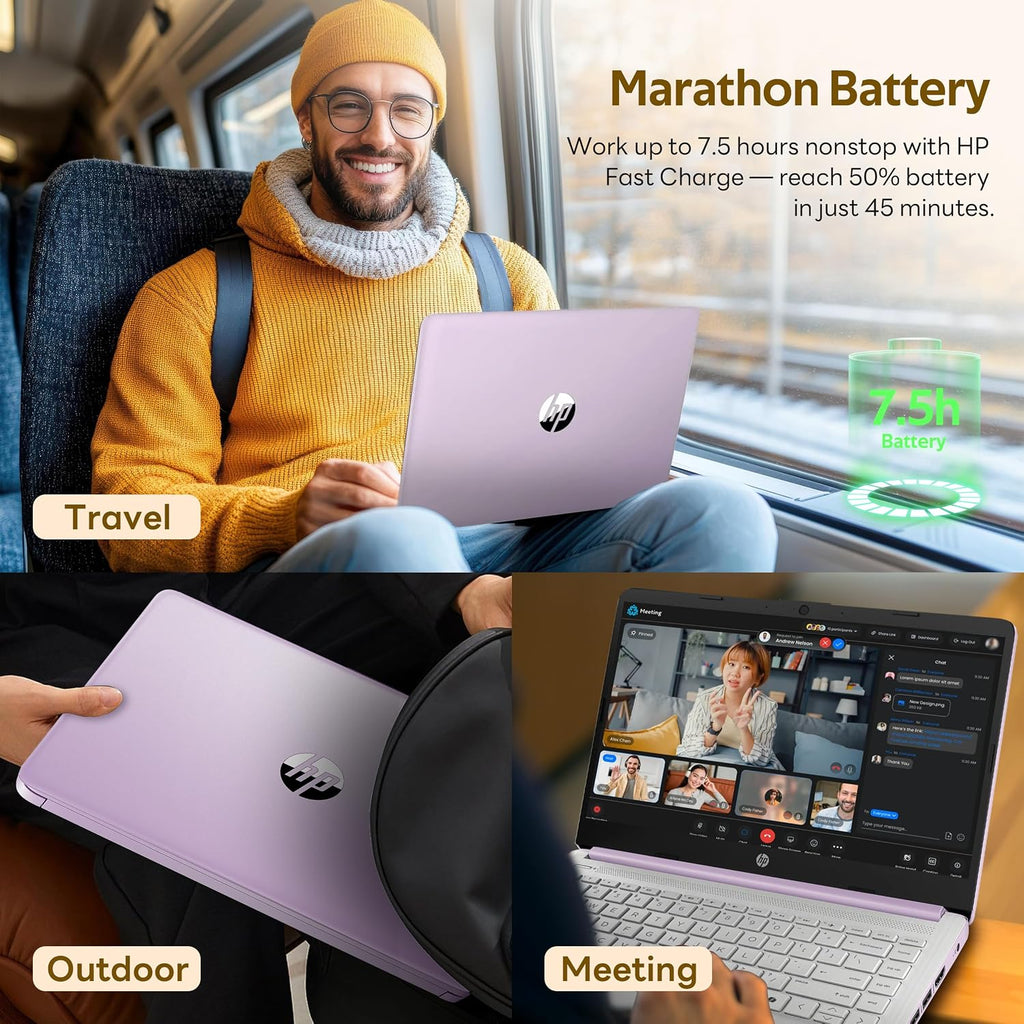 HP Stream 14' HD Student&Business Laptop with AI Copilot, Intel Processor N150, 4GB RAM, 1.12TB Storage (128GB UFS + 1TB Docking Station), 1 Year Office 365, 720p Webcam, Win 11, Lavender Purple